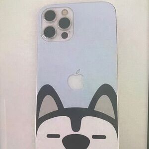 Apple iPhone Case - Black and Gray Husky Design